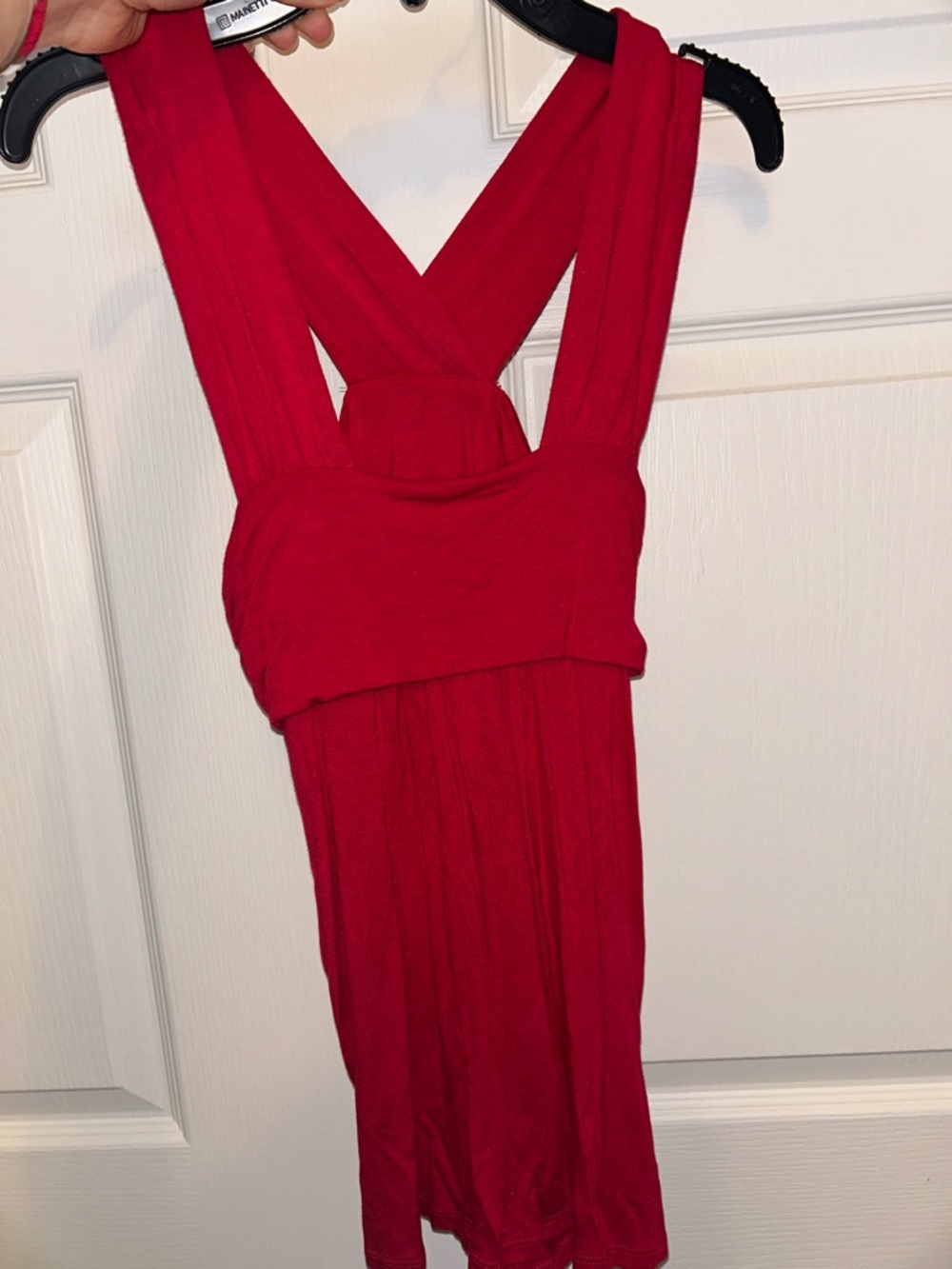 One-Shoulder Red Ruffle Front Dress - Picture 6 of 6